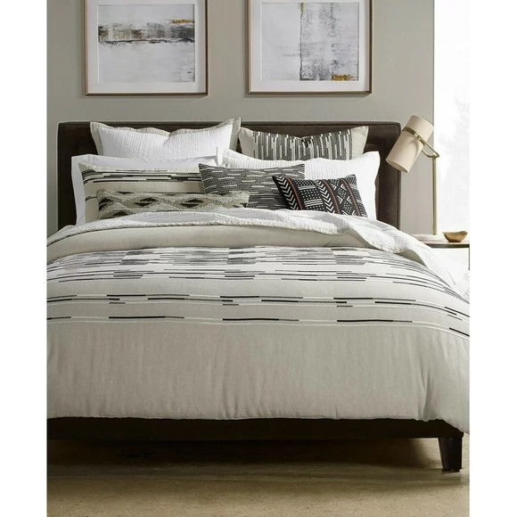 Hotel Collection Global Stripe Linen 22” Square Decorative Pillow - Picture 3 of 7